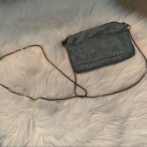 CHAIN MAIL SILVER RAINBOW IRIDESCENT CLUTCH CROSS BODY EVENING PURSE BAG